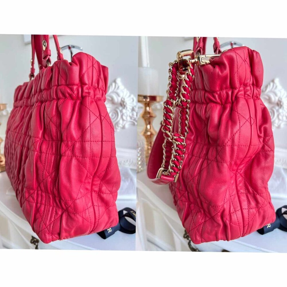 Authentic Christian Dior Red Delices Gaufre Cannage Soft Leather Quilted Bag - Picture 6 of 16